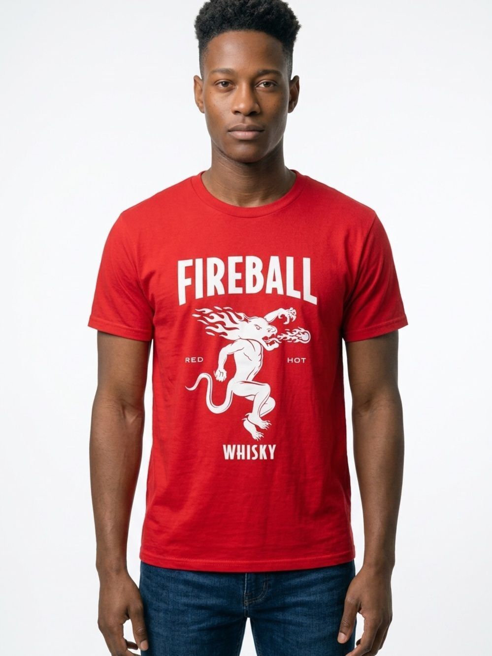 FIREBALL Whisky Red Graphic T-Shirt Unisex Men’s Size Large